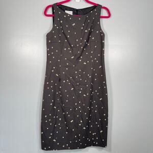 Akris Punto Wool Blend Sheath Dress Charcoal Gray Ivory Pattern Luxury Office 8